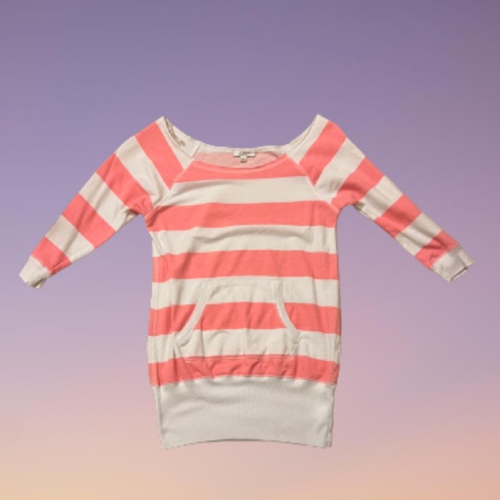 💕⭐️Pink/White Fall Top Sz M~ Comfy/Slightly off Shoulder with Pockets! ⭐️💕